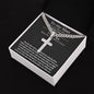 Personalized Steel Cross Necklace on Cuban Chain For Husband w/ MC