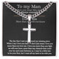 Personalized Steel Cross Necklace on Cuban Chain For Husband w/ MC
