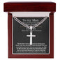 Personalized Steel Cross Necklace on Cuban Chain For Husband w/ MC